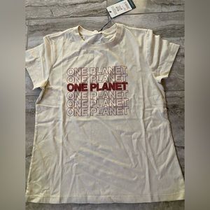 NWT One Planet by Impact. Off White Graphic T-Shirt Support Clean Planet